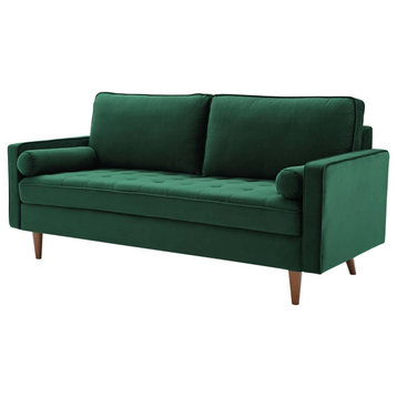 Modern Designer Living Room Lounge Club Lobby Sofa, Velvet Fabric, Green