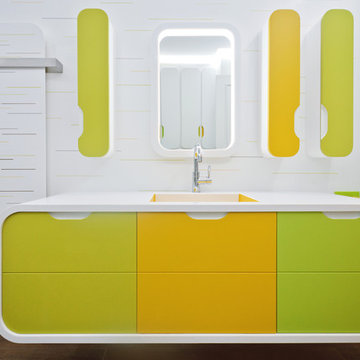 Farbenfrohe, stylische Bäder mit HI-MACS® für Kinder, Jugendliche und Erwachsene