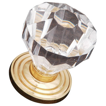 RK International, Diamond Cut Acrylic Knob 1 1/4", Polished Brass