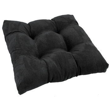 19" Squared Microsuede Tufted Dining Chair Cushion, Black