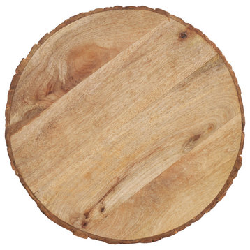 Wood Charger Plates With Bark Edge Design, Set of 4