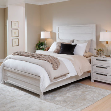 Minneapolis Solid Wood Panel Bed–Coastal Charm in Distressed White