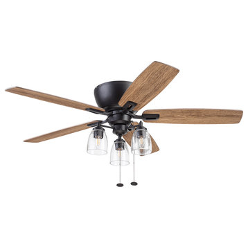 Prominence Home Arthur Low Profile Ceiling Fan with Light, 52 inch, Espresso