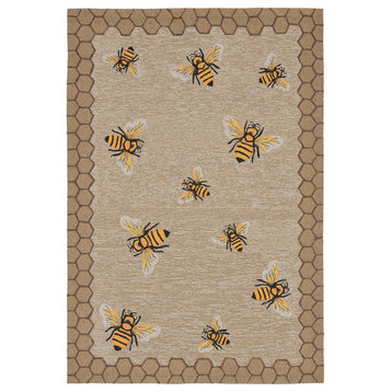 Frontporch Honeycomb Bee Indoor/Outdoor Rug Natural, Natural, 5'x7'6"
