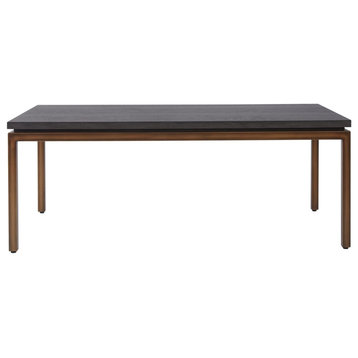 Modern Coffee Table, Antique Bronze Finished Metal Frame With Gray Ash Tabletop