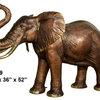 84" Bronze Elephant Fountain With Raised Trunk Left