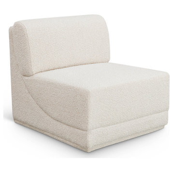 Ollie Black Boucle Fabric Chair, Cream, Armless Chair