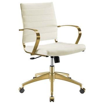 Modway Jive GD Stainless Midback Office Chair, GD Off White -EEI-3418-GLD-WHI