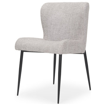 Hartt Dining Chair With Matte Black Metal Frame and Gray Fabric