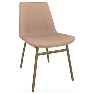 May Side Chair, Petal Paloma Leather, Brass Powder Coat