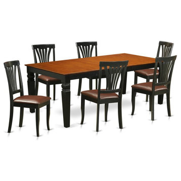 East West Furniture Logan 7-piece Wood Dining Table Set in Black/Cherry