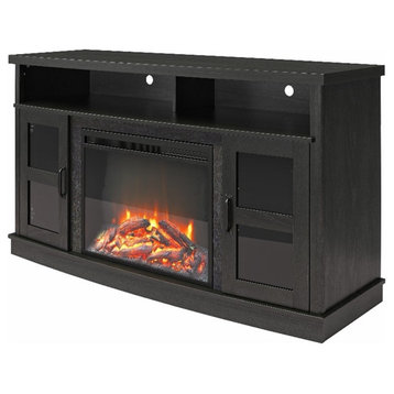 Ameriwood Home Barrow Creek Fireplace Console for TVs up to 60" in Black Oak