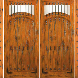 Knotty Alder Entry Prehung Double Door with Two Sidelites - Front Doors