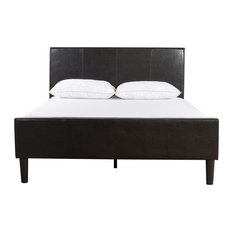 Upholstered Headboard Footboard Beds Houzz Fastfurnishings10 King Espresso Faux Leather Platform Bed With Upholstered Headboard Footboard Beds