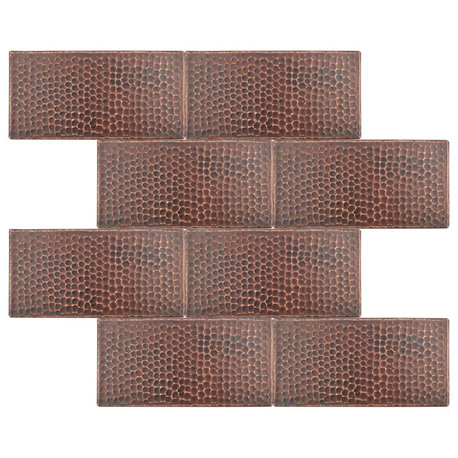 Hammered Copper Tile, 4"x8", Set of 8