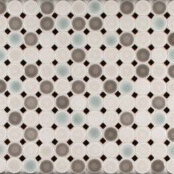 1&rdquo; Circles w/1/2x1/2 Mosaic Dot - Mosaic Tile