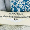 Daughters Quote Double Sided Pillow With Removable Silver Winged Heart Pin