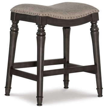 Linon Hayes Big and Tall 27" Wood Counter Stool in Gray