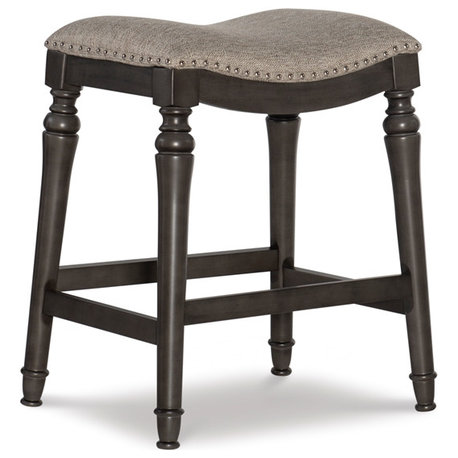 Linon Hayes Big and Tall 27" Wood Counter Stool in Gray