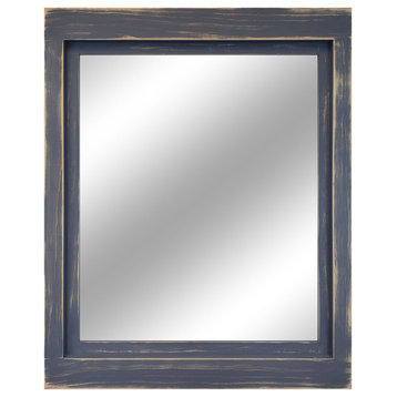 Farmhouse Framed Wall Mirror Slate Gray, 42"x30" Zbar Hanging System, Light Dist