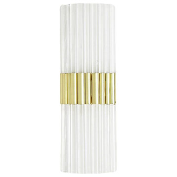 Luxe Acrylic Tube Modern Wall Sconce 22 x 7 in Gold Brass Clear White Minimalist