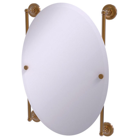 Prestige Regal Oval Frameless Rail Mounted Mirror, Brushed Bronze