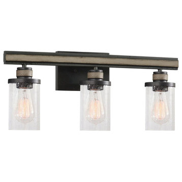 3 Light Vanity Light Fixture in Transitional Style - 9 Inches tall and 23