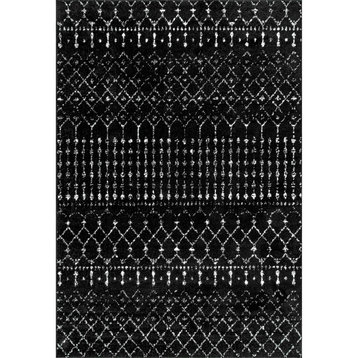 nuLOOM Moroccan Blythe Contemporary Area Rug, Black/White, 2' 8"x8' Runner