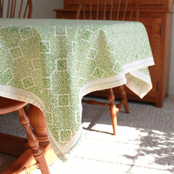 Sustainable Threads (L) - Lime Illusion Cotton Tablecloth 60 by 60 - Sustainable Threads (L) - Tablecloths
