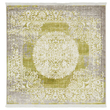 Unique Loom Light Green Olwen New Classical 4' 0 x 4' 0 Square Rug