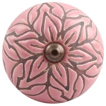 Set of Four Etched Ceramic Drawer Knobs