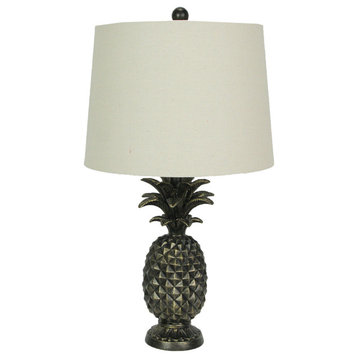 25, Resin Pineapple Table Lamp Decorative Nightstand Light Tropical Home Deco