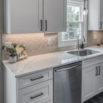 White and Green Kitchen and Coffee Bar