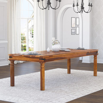 San Francisco Large Rustic Solid Wood Dining Table Transitional Style
