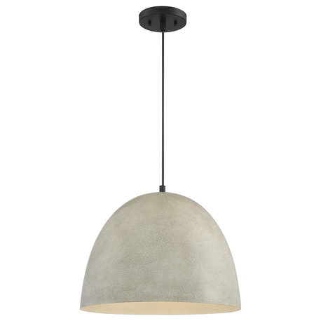 1-Light Pendant, Concrete With Matte Black