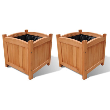 Wooden Raised Bed 11.8"x11.8"x11.8" Set of 2