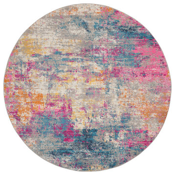 Nourison Passion 5' x Round Ivory Multicolor Modern Indoor Area Rug