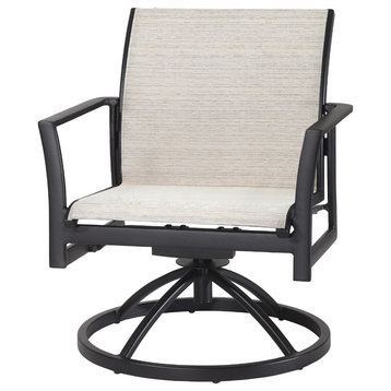 Echelon Sling Swivel Rocking Lounge Chairs, Set of 2, Carbon, System Stone