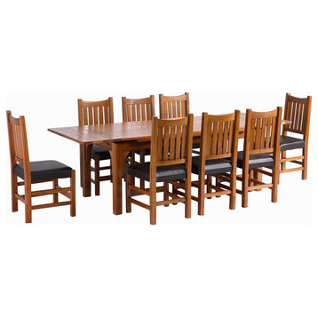 Mission Stow Leaf Table with set of 8 chairs - 9-piece set