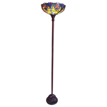 CHLOE Liaison Tiffany-style 1 Light Victorian Torchiere Floor Lamp 15" Shade