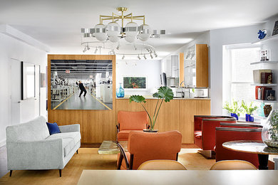 Inspiration for a mid-century modern living room remodel in Chicago