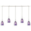 Woodbridge Lighting Venezia 5-Light Pendant Chandelier, Satin Nickel, Linear, 42"w, Mosaic Purple