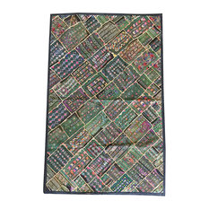 Mogul Patchwork Tapestry Vintage Embroidered Kutch Table Throw Wall Hanging