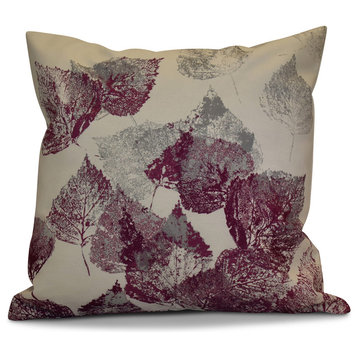 Fall Memories Floral Print Pillow, Purple, 16"x16"