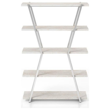 Furniture of America Ketano Metal 4-Shelf Bookcase in Chrome
