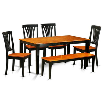 East West Furniture Nicoli 6-piece Wood Dining Room Table Set in Black/Cherry