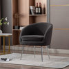 Teddy Fabric Accent Armchair With Electroplated Chrome Legs, Dark Gray