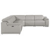 Frederico 5-Piece Genuine Italian Leather Reclining Sectional, Light Gray
