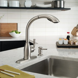 Moen Sage Spot resist stainless one-handle high arc pullout kitchen faucet - Kitchen Faucets