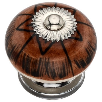 Ceramic Knob, 1-4/7'', Decorative knob, Brown Drawer Cabinet Knob